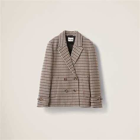 miu miu houndstooth jacket|Sand+tobacco Double.